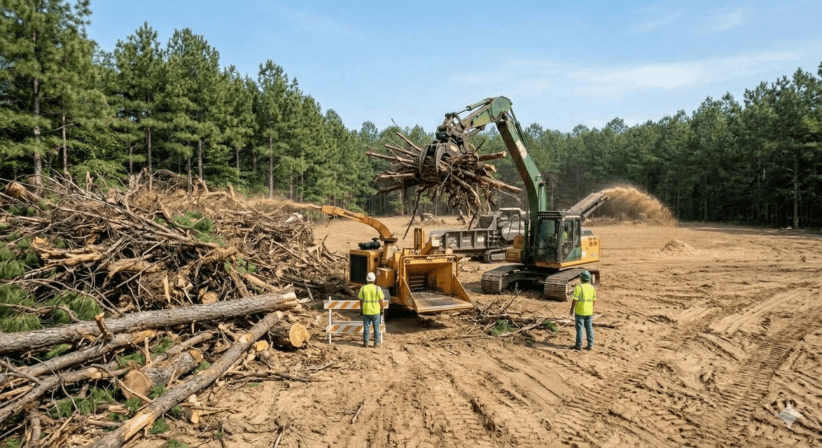 Debris removal after land clearing in Georgia